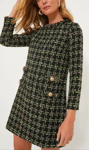 Tuckernuck Holly Tinsel Tweed Long Sleeve Jackie Dress Size Large. A1 thumbnail 1
