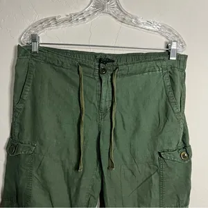 J.Crew‎ Army Green Linen Cotton Blend Utility Cargo Crop Pants thumbnail 3