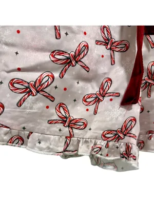 Simply Southern Candycane Bow Christmas Pajama Set Pink Satin XL Holiday PJs NWT thumbnail 12