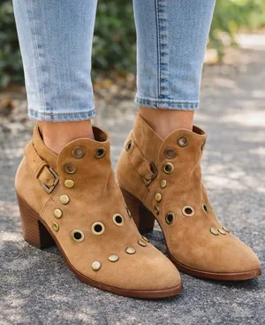 Sam Edelman Pedra Cognac Suede Leather Ankle Booties Boots Womens 6 thumbnail 1