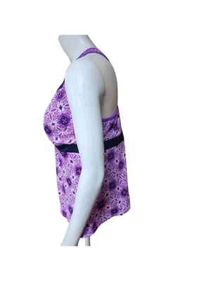 St. John's Bay Women's Purple Patterned Racerback Tankini Top Size 14 thumbnail 3
