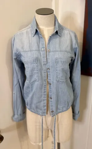 Abercrombie & Fitch Light Blue Denim Shirt tie at bottom - XS thumbnail 1