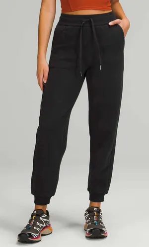 Lululemon 14 Scuba Relaxed High Rise Jogger Black Light Cotton Terry W5CV9S thumbnail 1