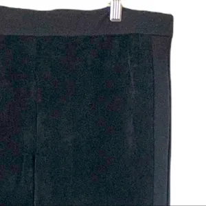 Ecru Black Faux Suede Leather Ponte Slim Leg Ankle Pants Women's Size Large thumbnail 4