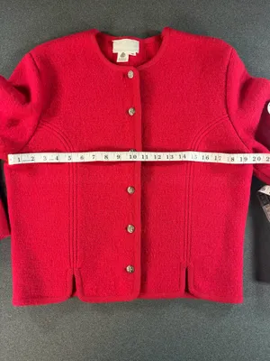 Vintage 1970s Wool Cardigan SIZE 14 100% Pure Wool Moffat Woollens Red Bouclé thumbnail 10