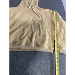 Aerie Tan Oversized Cropped Tan Ribbed Hoodie Womens Sz S thumbnail 4