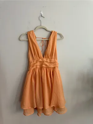 Abercrombie & Fitch Orange Sleeveless V-Neck Plunge Mini Dress SIZE S thumbnail 5