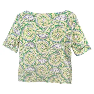 Lauren Ralph Lauren Top Womens M Green Yellow Cotton‎ Paisley Preppy Old Money thumbnail 4