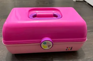 Vintage Women’s Pink Caboodles Train Makeup Case Holder Plastic thumbnail 1