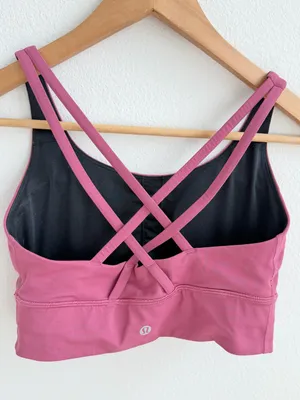 Lululemon Energy Bra Longline Pink Mauve Size 6 Strappy Crossback Sports Bra thumbnail 7