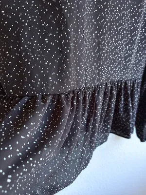 LOFT Black & White Dot Peplum Long-Sleeve Blouse thumbnail 3