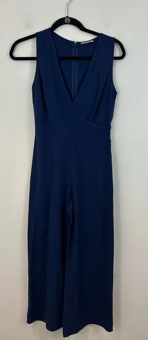 Showpo Sleeveless Navy Wrap Jumpsuit Linen Side Button Size 2 Women's thumbnail 1