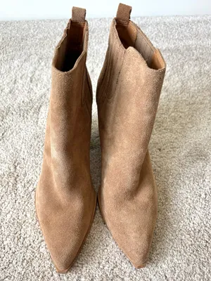 Marc Fisher LTD Oshay Brown Suede Leather Booties Pointed Toe Block Heel thumbnail 7