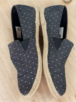 Toms Alpargata Polkadot Espadrille Canvas‎ Slip On Flats Shoes Black White 7.5 thumbnail 5