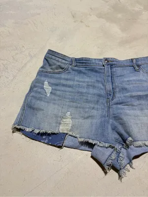 Aerie Light Blue Distressed Denim Shorts XL thumbnail 2