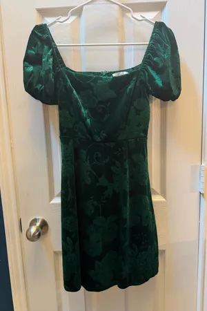 Altar'd State Deep Green Floral Velvet Mini Dress size XS thumbnail 1