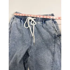 RISEN Light Wash Denim Slouchy Cropped Barrel Wide Leg Jeans Size Small thumbnail 6