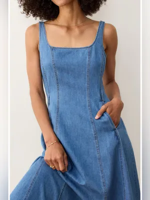Marine Layer Roan Denim Maxi Dress in size Medium. thumbnail 3