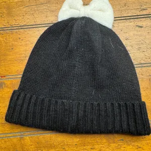 Kate Spade New York Beanie Hat Black Knit Bow‎ Detail Women's One Size thumbnail 5