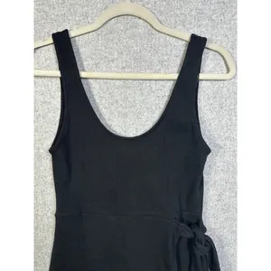 Zara Knit‎ Tank Dress Large Black Bodycon Tie Side Sexy Comfort Scoop Neck thumbnail 3