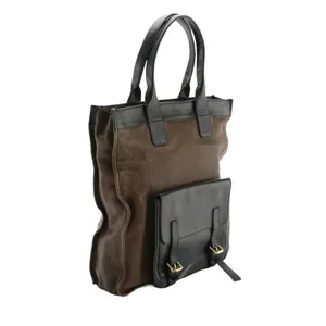 Chloé FRONT POCKET TOTE BAG IN BROWN & BLACK LEATHER W/DETACHABLE POUCH thumbnail 10