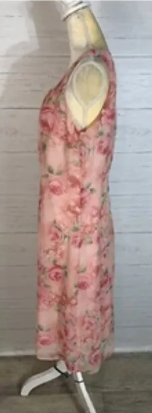 White Stag floral chiffon midi dress size 10 Y2K sleeveless thumbnail 3