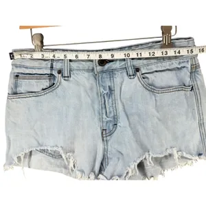 Free People Cutoff Denim Shorts Women 29 Light Wash Blue Raw Hem Festival Grunge thumbnail 5