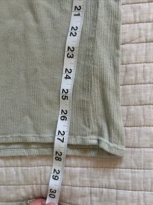 Anthropologie Salty lemon sea sage green pull on wide leg sheer beach boho pants L thumbnail 9