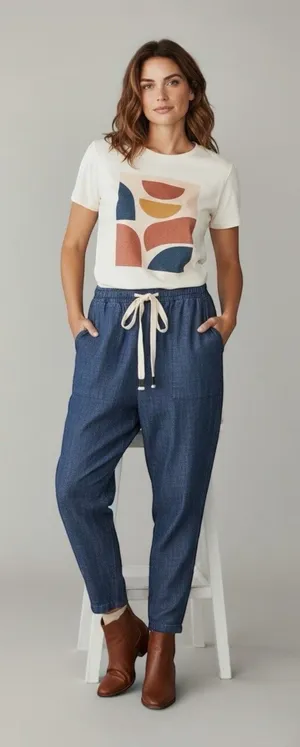Sandrine Rose NWT Dark Indigo Denim Cargo Crop Pants Drawstring Small thumbnail 1