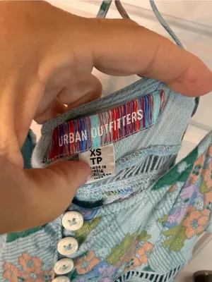 Urban Outfitters Georgia Tiered Mini Boho Floral Dress Blue Motif SZ XS thumbnail 6