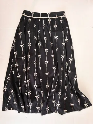Romantic Bow Print 100% Cotton Maxi Skirt with Liner by Pinch - Med - Black thumbnail 1