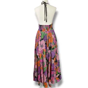 Free People Bohemian Retro 70s Beachy Bayside Florals Halter Maxi Dress Small thumbnail 9