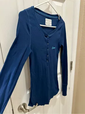 Aeropostale Y2K Long Sleeve Henley Shirt size Medium blue thumbnail 11