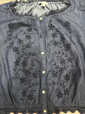 Denim Blue Embroidered Short thumbnail 6