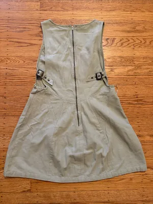 Free People Teresa Sleeveless V-Neck Olive Green Washed Sage Mini Dress Size L thumbnail 9