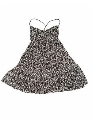 Abercrombie & Fitch XS Open Back slip Black white Sundress Ditsy Floral Babydoll thumbnail 2