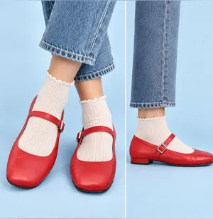 ALOHAS Por Do Sol Red Leather Mary Jane Ballet Flats EU 37 US 6.5 $190 thumbnail 1