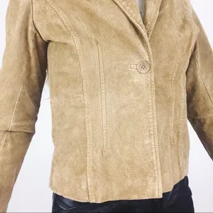 Vintage Genuine Suede Jacket in Tan | Size S thumbnail 10