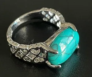 Turquoise stone S925 sterling silver ring size 7 thumbnail 3