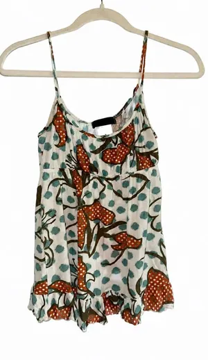 Fleurish Floral Polka Dot Cami Tank Top - Rust & Teal thumbnail 1