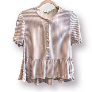 Madewell Studio Ruffle-Hem Top Lavender Stripe - Size Small thumbnail 4