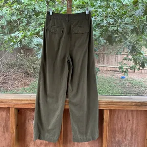 Gap Women's Linen Cotton Pleated Pants Army Jacket Green Size 2 thumbnail 2