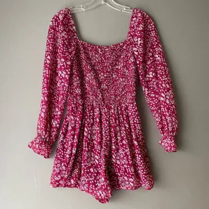 Abercrombie & Fitch sz S red off shoulder boho‎ romper thumbnail 4