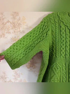 Vintage Kilronan Knitwear Green Irish Merino Wool Cable Knit Cardigan Sweater thumbnail 5