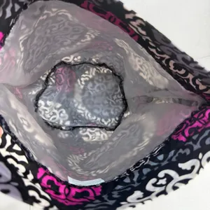 Vera Bradley OS Ditty Bag Plum Crazy Drawstring‎ Travel Pouch Purple Black White thumbnail 4