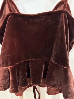 Renaissance lace up velvet crop tank. Regency, festival, milk-maid, peasant, whimsy-goth, dark romance, festival thumbnail 3