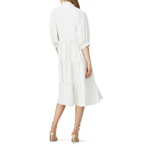 Amanda Uprichard White Midi Tiered Dress thumbnail 3