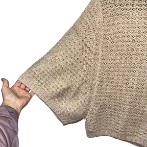 Poof Excellence Chunky Knit Turtleneck Sweater‎ Large Beige Dolman Sleeve Cozy thumbnail 2