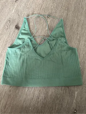 LA Hearts Green Ribbed Cami Tank Top Strappy Size S thumbnail 2