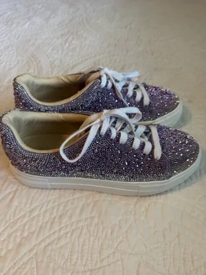 Betsey Johnson Silver & Purple Rhinestone Platform Sneakers thumbnail 6